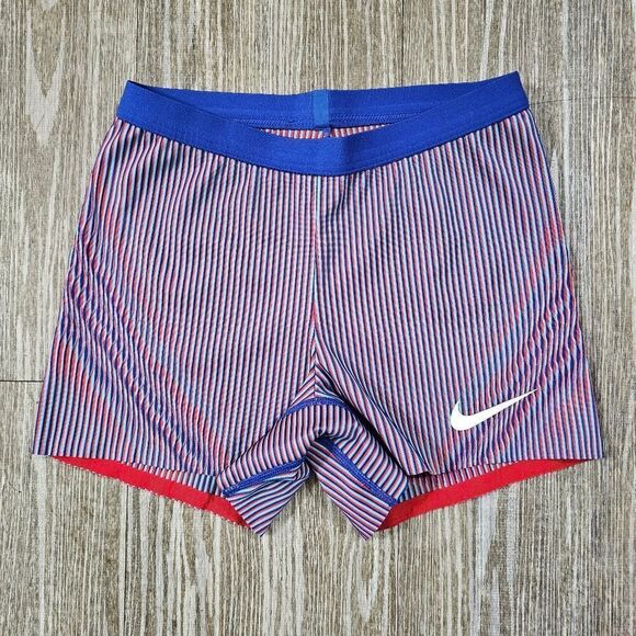 Nike Pro Elite USA Compression Running Racing Shorts Women's XS Blue Red White